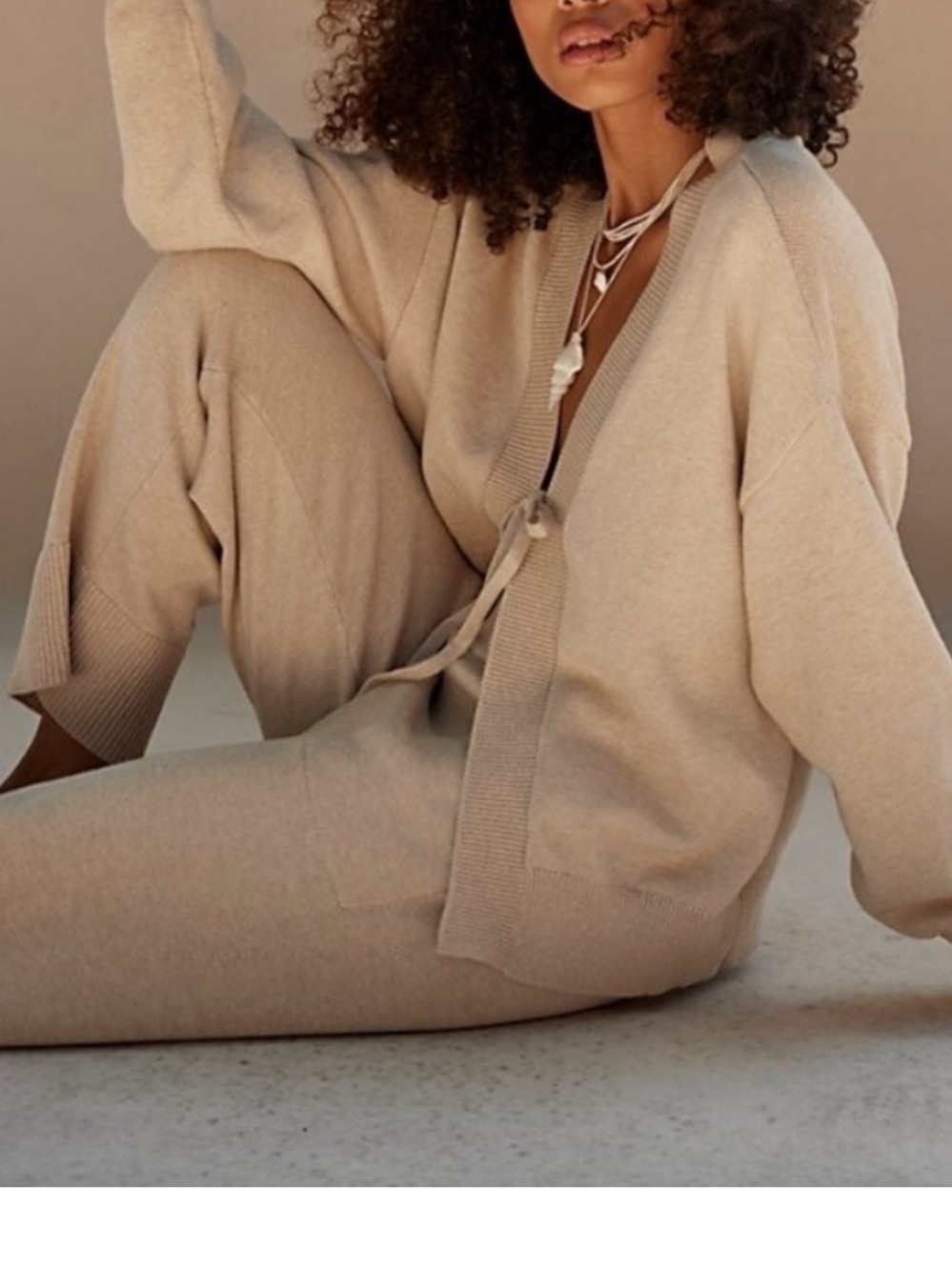 Free People Set Knit Cardigan & Pants Oatmeal Heather
